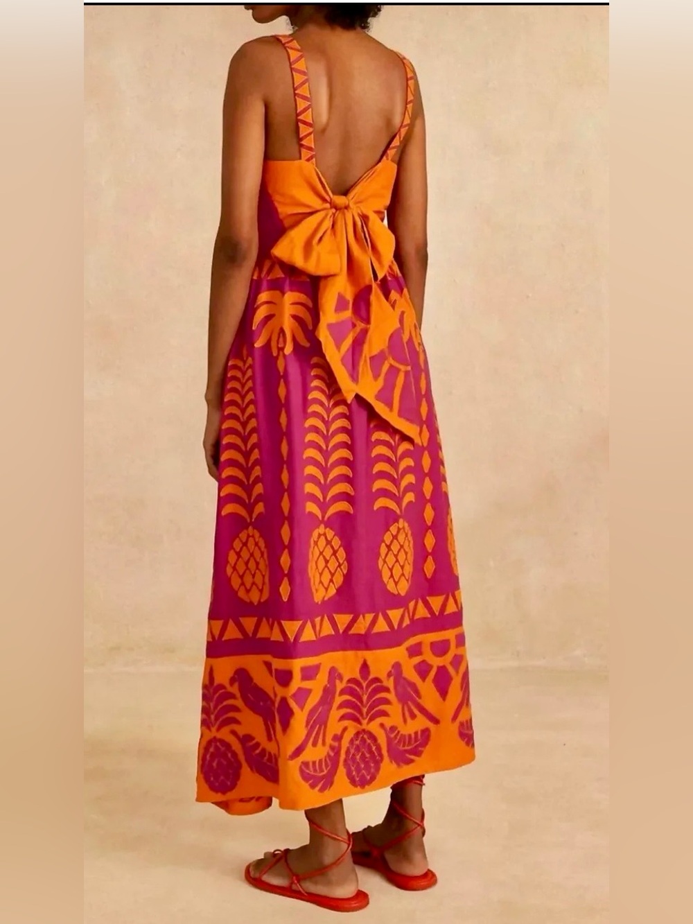 FARM Rio Orange and Magenta Tropical Strap Maxi Dress - Picture 3 of 5